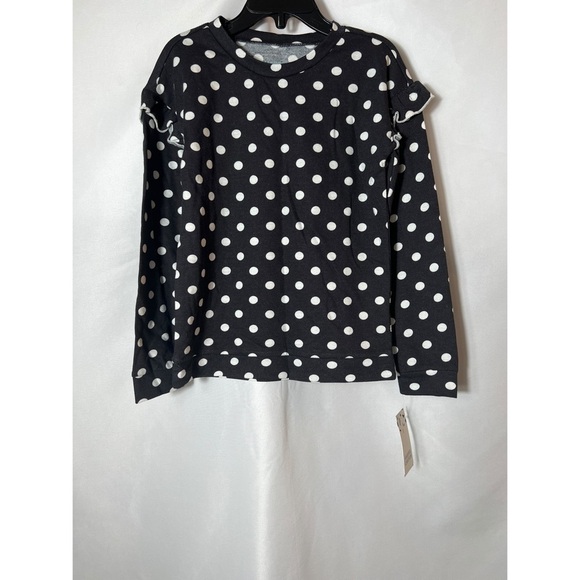 NWT Harper Canyon Ruffle Shoulder Polka Dot Sweatshirt - Picture 1 of 2